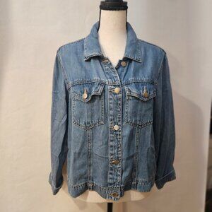 Coldwater Creek Lightweight Blue Denim XS bo-ho Inspired Southwestern Jacket